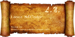 Lencz Nándor névjegykártya